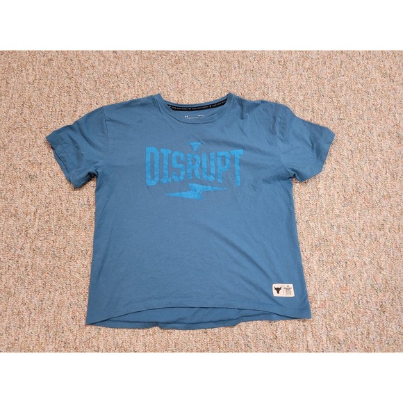 Under Armour Other - Under Armour Project Rock Shirt Mens Large Blue Disrupt Logo Performance Cropped